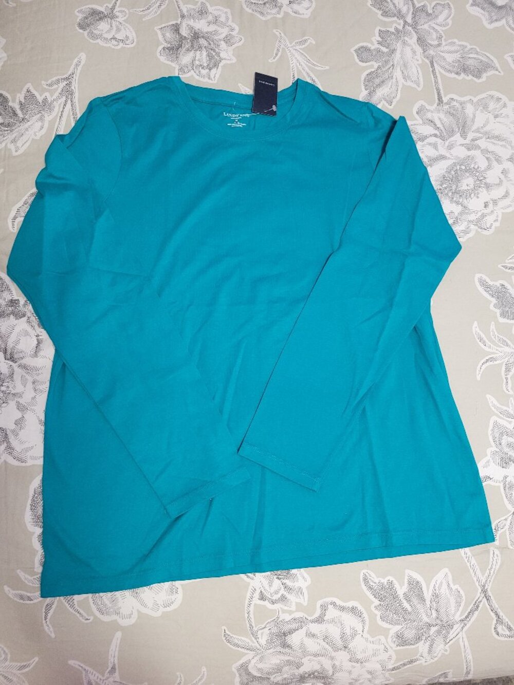 Lands' End Teal Cotton Relaxed Long Sleeve T-Shirt Medium NWT